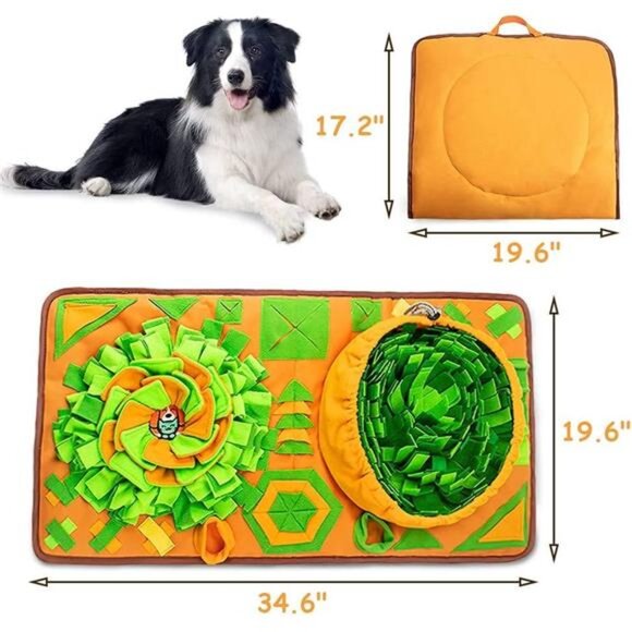 Large Dog Snuffle Mat, Interactive Feeding Mat, 34.6 in x 19.6 in, Squeaker - Picture 6 of 7